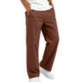 thumbnail image 1 of Lmnyox Boy's Pants Casual Plain Elastic Waist Straight Leg School Uniform Teen Loose Trousers with Pockets, 1 of 9