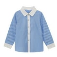 thumbnail image 1 of Lmnyox Boy's Striped Shirts Dressy Casual Long Sleeve Shirt Cotton Button Down Collar Shirts Fall Winter Clothes, 1 of 6