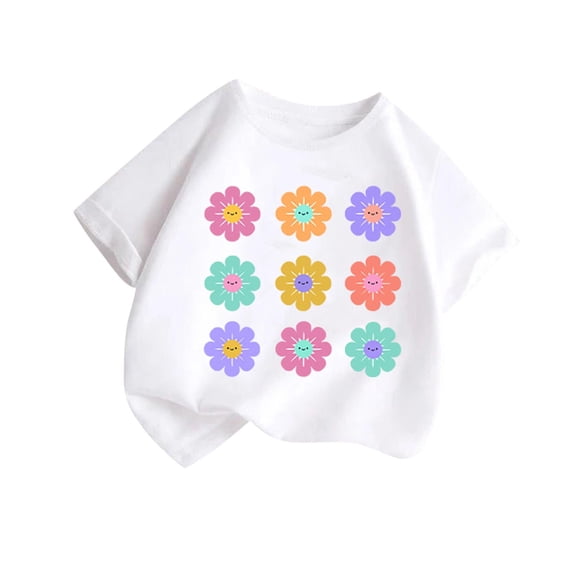 Lmnyox Boys Girls Cute Summer Tee Short Sleeve Crew Neck Graphic Tee Shirt Toddler Kids Cotton T Shirt 2-14 Years