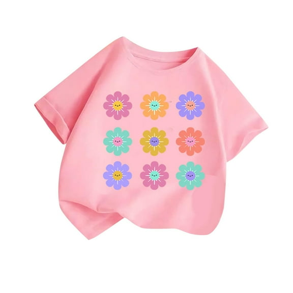 Lmnyox Boys Girls Cute Summer Tee Short Sleeve Crew Neck Graphic Tee Shirt Toddler Kids Cotton T Shirt 2-14 Years