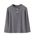thumbnail image 1 of Lmnyox Boys Girls Long Sleeve Basic Shirt Solid Casual Crew Neck Button T Shirt Kids Fall Pullover Tee, 1 of 4