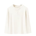 thumbnail image 1 of Lmnyox Boys Girls Long Sleeve Basic Shirt Solid Casual Crew Neck Button T Shirt Kids Fall Pullover Tee, 1 of 4