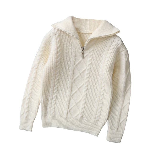 Lmnyox Boys Girls Sweaters Long Sleeve Quarter Zipper Knit Sweater