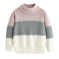 thumbnail image 1 of Lmnyox Boys Girls Turtle Neck Pullover Sweaters Long Sleeve Color Block Knit Tops Fall Winter Fashion Sweaters, 1 of 7