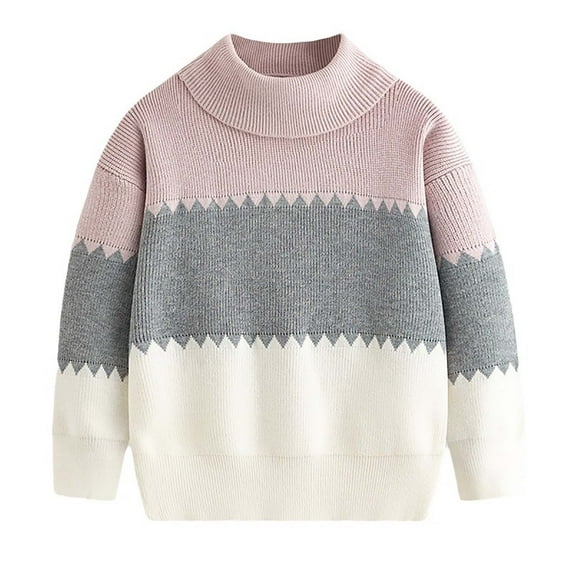 Lmnyox Boys Girls Turtle Neck Pullover Sweaters Long Sleeve Color Block Knit Tops Fall Winter Fashion Sweaters
