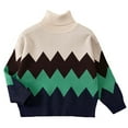thumbnail image 1 of Lmnyox Boys Girls Turtle Neck Pullover Sweaters Long Sleeve Color Block Knit Tops Fall Winter Fashion Sweaters, 1 of 7