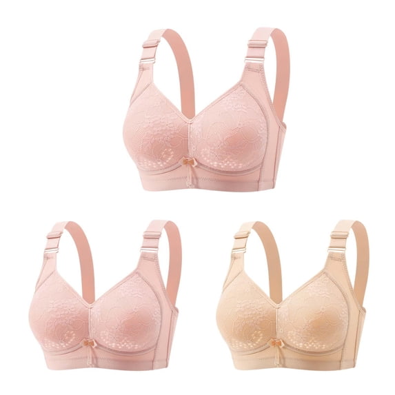 Lmnyox Bras for Women 3 Pack Breathable Full Coverage Everyday Bras Comfort Push Up Bra for Plus Size