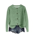 thumbnail image 1 of Lmnyox Button Down Cardigan for Women Solid Long Sleeve Crew Neck Knit Tops Fall Winter Fashion Sweaters, 1 of 4