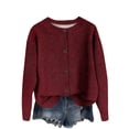 thumbnail image 1 of Lmnyox Button Down Cardigan for Women Solid Long Sleeve Crew Neck Knit Tops Fall Winter Fashion Sweaters, 1 of 4