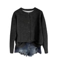 thumbnail image 1 of Lmnyox Button Down Cardigan for Women Solid Long Sleeve Crew Neck Knit Tops Fall Winter Fashion Sweaters, 1 of 4