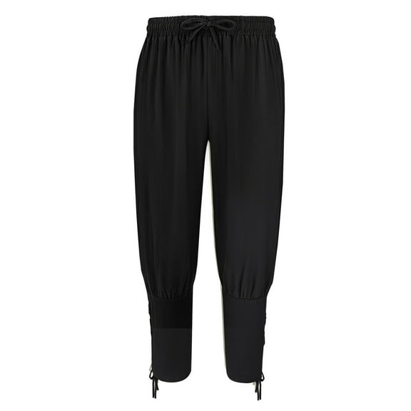 Lmnyox Capri Joggers for Women Elastic High Waist Yoga Pants Summer Casual Cotton Linen Capris