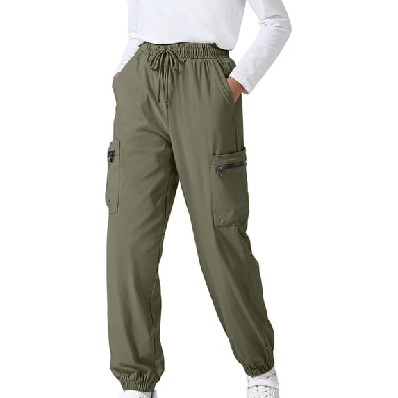 Lmnyox Cargo Pants for Toddler Kids Waterproof Elastic Waist Drawstring Cuffed Pants Outdoor Hiking Pants with Pockets