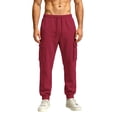 thumbnail image 1 of Lmnyox Cargo Sweatpants for Men Solid Color Tapered Elastic Waist Cuffed Joggers Loose Athletic Workout Pants with Pockets, 1 of 7