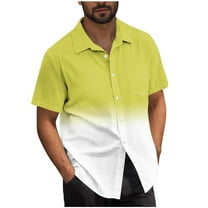 Lmnyox Casual Button Down Shirt for Men Vintage Classic Short Sleeve Collared Shirts with Pocket Summer Beach Tops