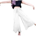 thumbnail image 1 of Lmnyox Casual Cotton Linen Pants for Women Wide Leg Elastic Waist Lounge Pants Summer Vacation Palazzo Pants, 1 of 6