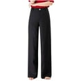 thumbnail image 1 of Lmnyox Casual Cotton Linen Pants for Women Wide Leg Elastic Waist Palazzo Pants with Pocket Lightweight Lounge Pants, 1 of 6