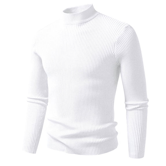 Lmnyox Casual Pullover Sweater for Men Solid Ribbed Knit Long Sleeve Mock Neck Shirts Classic Basic Sweaters