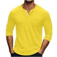 thumbnail image 1 of Lmnyox Casual Tops for Men Classic Long Sleeve Button Crew Neck Shirts Solid Color Casual Basic T Shirt with Pocket, 1 of 6