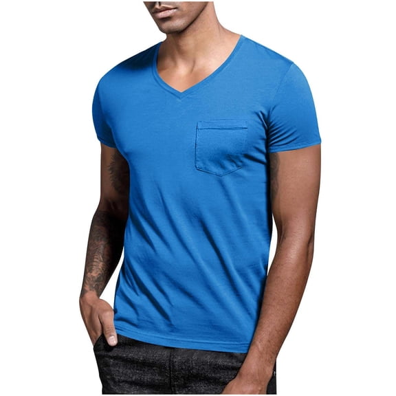 Lmnyox Casual V Neck T Shirt for Men Classic Fashion Plain Short Sleeve Tee Summer Lightweight Basic Shirts Tops