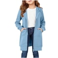 thumbnail image 1 of Lmnyox Children's Coats Solid Color Full Zip Long Sleeve Hooded Jackets Fall Loose Outwears with Pockets, 1 of 7