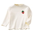 thumbnail image 1 of Lmnyox Children's Long Sleeve Shirts Cute Plain Ruffle Trim Crew Neck Pullover Casual Fashion Ribbed Tops, 1 of 3