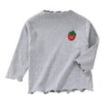 thumbnail image 1 of Lmnyox Children's Long Sleeve Shirts Cute Plain Ruffle Trim Crew Neck Pullover Casual Fashion Ribbed Tops, 1 of 3