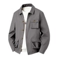 thumbnail image 1 of Lmnyox Coats for Men Classic Plain Long Sleeve Collared Jackets Casual Loose Button Down Outwears with Pockets, 1 of 3