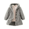 thumbnail image 1 of Lmnyox Coats for Toddler Kids Winter Thermal Ribbed Fleece Button Down Coats Plain Long Sleeve Outerwears, 1 of 6