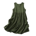 thumbnail image 1 of Lmnyox Cotton Linen Midi Dress for Women Casual Sleeveless V Neck Dress Flowy A Line Sundress, 1 of 7