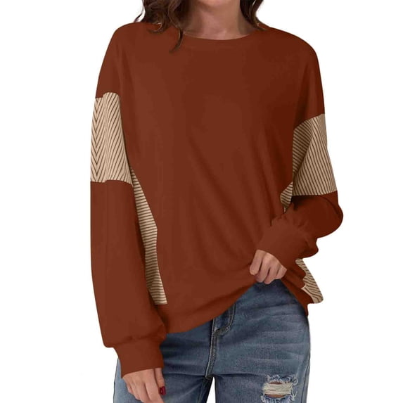 Lmnyox Crew Neck Pullover for Women Lightweight Fashion Long Sleeve Sweatshirts Casual Loose Athletic Shirts Tops