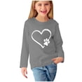 thumbnail image 1 of Lmnyox Crew Neck Shirt for Kids Long Sleeve Heart Print Casual T Shirt Girls Boys Fall Winter Fashion Blouse, 1 of 5