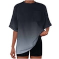 thumbnail image 1 of Lmnyox Crew Neck T Shirt for Women Half Sleeve Gradient Print Tee Shirt Casual Loose Summer Tops with Pocket, 1 of 7