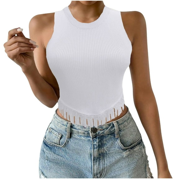 Lmnyox Crop Tank Tops for Women Summer Sleeveless Going Out Tees Tops Slim Fashion Ribbed Shirts 2025 Trendy