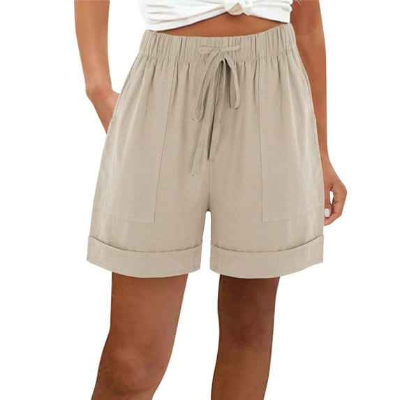 Lmnyox Drawstring Shorts Women's Casual Elastic Waist Shorts with Pocket Summer Outdoor Athletic Shorts