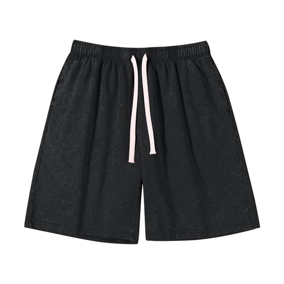 Lmnyox Drawstring Shorts for Women Soft Wide Leg Elastic Waist Short Pants with Pocket Summer Casual Shorts