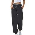 thumbnail image 1 of Lmnyox Drawstring Sweatpants for Women Loose Drawstring Waist Cinch Bottom Joggers Solid Texture Athletic Pants, 1 of 6