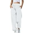 thumbnail image 1 of Lmnyox Drawstring Sweatpants for Women Loose Drawstring Waist Cinch Bottom Joggers Solid Texture Athletic Pants, 1 of 6