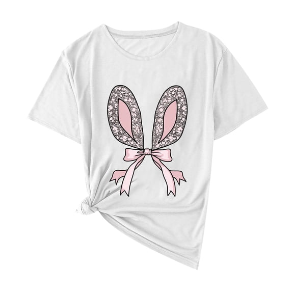 Lmnyox Easter T Shirt for Women Cute Print Short Sleeve Crew Neck Graphic Tee 2025 Spring Casual Tees Tops