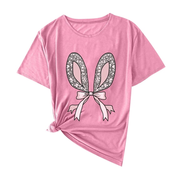 Lmnyox Easter T Shirt for Women Cute Print Short Sleeve Crew Neck Graphic Tee 2025 Spring Casual Tees Tops