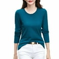 thumbnail image 1 of Lmnyox Fall Basic T Shirt for Women Loose Casual Crew Neck Long Sleeve Shirt Soft Solid Color Tops, 1 of 7