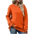 thumbnail image 1 of Lmnyox Fall Pullover Tops for Women Soft Long Sleeve Sweatshirts Loose Casual Solid Color Shirts Fashion Clothes, 1 of 4