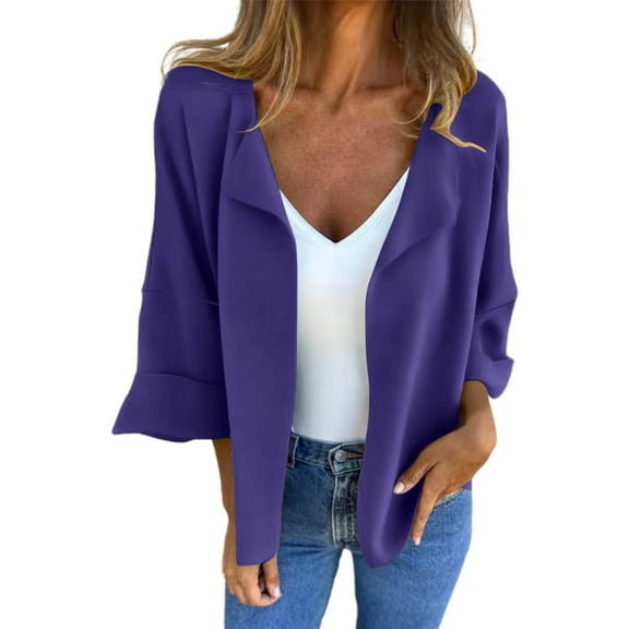 Lmnyox Fall Winter Casual Cardigan for Women Lightweight 3/4 Sleeve Open Front Jacket Cardigan Fashion Outerwear