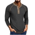 thumbnail image 1 of Lmnyox Fall Winter Tops Men's Long Sleeve Button Crew Neck T Shirt Classic Fashion Pullover Tee with Pocket, 1 of 7