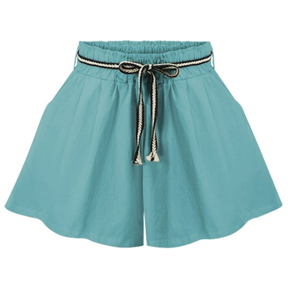 Lmnyox Fashion Design Casual Shorts for Women Elastic Waist Drawstring Shorts with Pockets Summer Pants