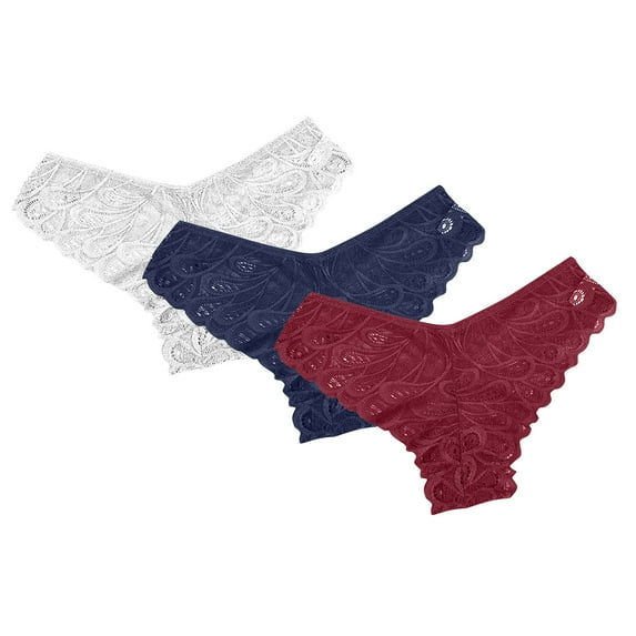 Lmnyox Fashion Lace Bikini Panties for Women Breathable Seamless Low Waist Briefs High Cut Hipster Underwear Multipack
