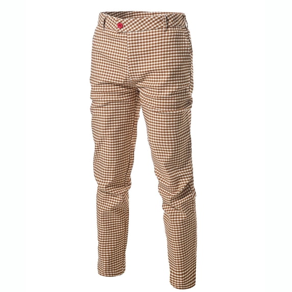 Lmnyox Fashion Pants for Men Classic Plaid Tapered Zipper Trousers Casual Business Work Pants with Pockets