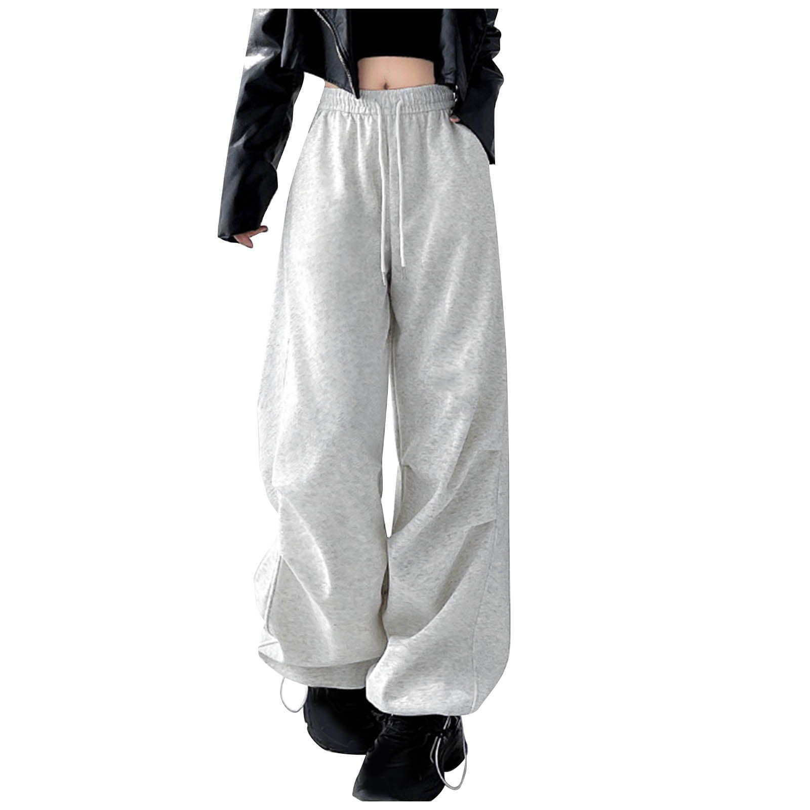 パンツ gray silver slacks baggy wide straight Baggy Spring Wide Leg Pants Korean Fashion Womens Straight