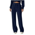 thumbnail image 1 of Lmnyox Fashion Sweatpants for Women Straight Leg Elastic Waist Drawstring Casual Athletic Trousers with Pocket, 1 of 6