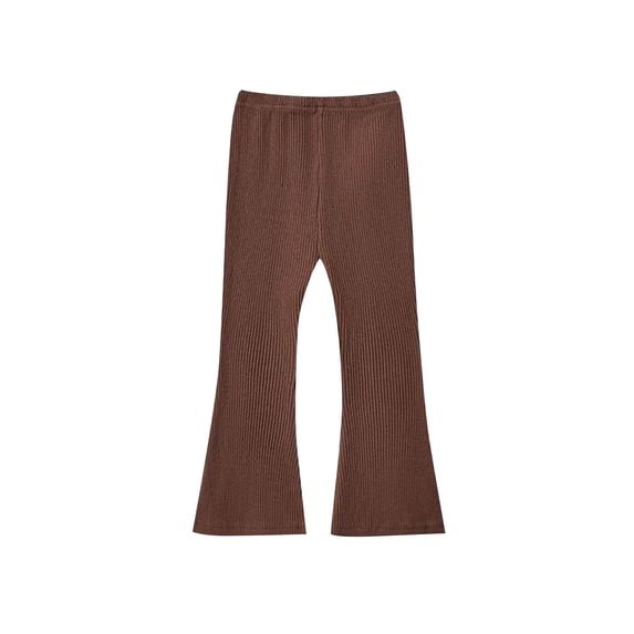 Lmnyox Flared Pants for Toddler Girls Plain Elastic Waist Ribbed Pants Fashion Lightweight Workout Trousers