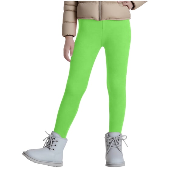 Lmnyox Fleece Leggings for Kids Fall Winter Cozy Solid Color Lightweight Pants Classic Workout Trousers